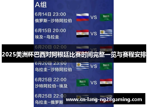 2025美洲杯巴西对阿根廷比赛时间完整一览与赛程安排