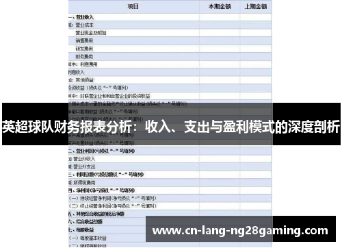 英超球队财务报表分析：收入、支出与盈利模式的深度剖析